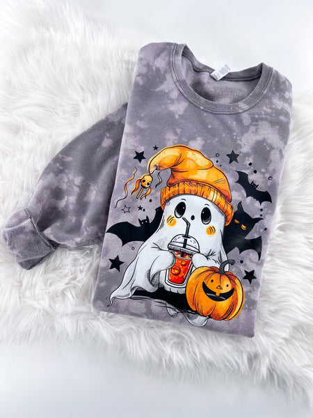 Cutie Bootootie Ghost Halloween Marbled Sweatshirt or Hoodie