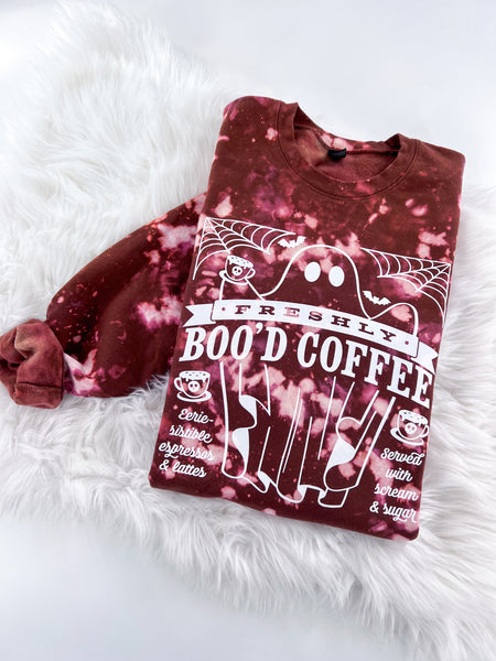 Freshly Boo'd Coffee Halloween Ghost Marbled Sweatshirt or Hoodie