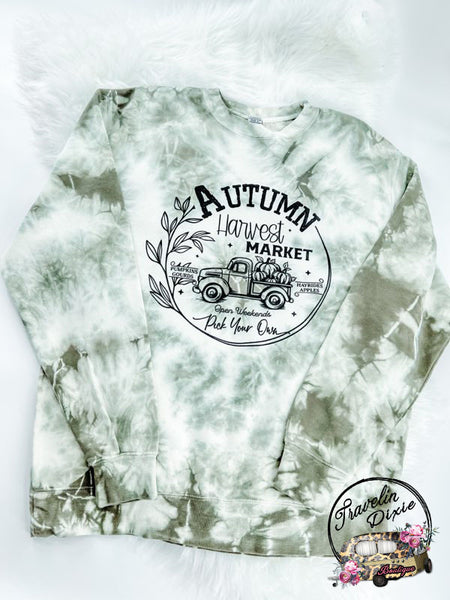 Autumn Harvest Market Pumpkin Truck Tie Dye Sweatshirt or Hoodie