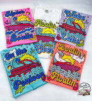 Boatin and Floatin Retro Boat Summer Comfy Colors Tshirt