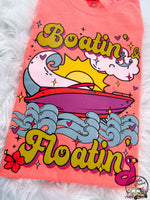 Boatin and Floatin Retro Boat Summer Comfy Colors Tshirt