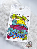 Floatin on the River Retro Boat Summer Comfy Colors Tshirt