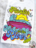 Floatin on the River Retro Boat Summer Comfy Colors Tshirt