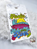 Floatin on the River Retro Boat Summer Comfy Colors Tshirt