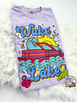 Wake and Lake Retro Boat Summer Comfy Colors Tshirt