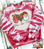 Peace Love Santa ~ Bleached Christmas Crewneck Sweatshirt