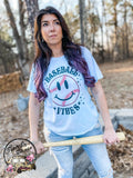 Baseball Vibes Smiley Face Tie Dye Tee