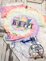 Bee Happy Floral Tie Dye Tee