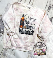 Chasin You Like a Shot of Whiskey Bleached Crewneck Sweatshirt