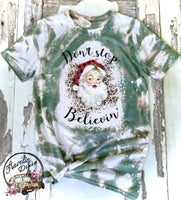 Don't Stop Believin ~ Santa ~ Christmas Bleach Short Sleeve Shirt