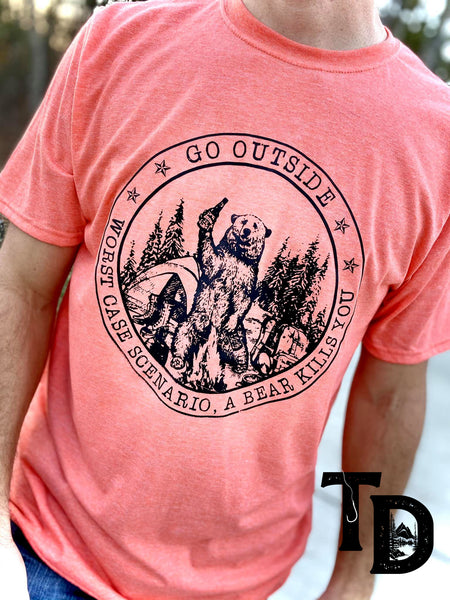 Men's Go Outside - Worst Case a Bear Will Kill Ya - Short Sleeve Shirt