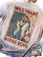 Wild Heart Gypsy Soul Shoulder Bleached Short Sleeve Shirt