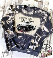 Country Road Take Me Home Bleached Crewneck Sweatshirt