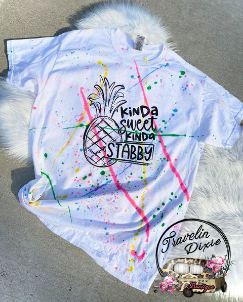 Kinda Sweet Kinda Stabby Bleach Short Sleeve Pineapple Shirt