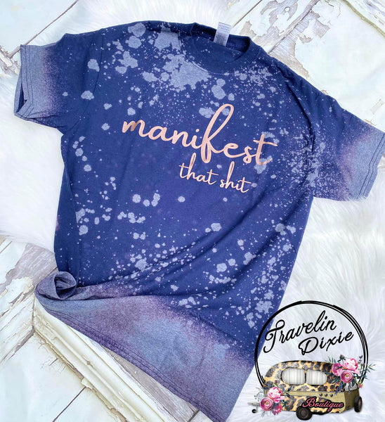 Manifest that Shit Midnight Splatter Bleach Short Sleeve Shirt