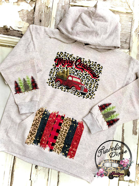 Red Leopard Truck ~ Merry Christmas ~ Christmas Hoodie