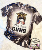 Messy Buns & Guns Bleached Short Sleeve Shirt