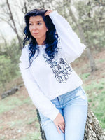 Own Your Weird Skull & Rose Splatter Dye Crewneck Pullover Sweatshirt