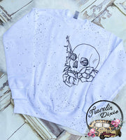 Own Your Weird Skull & Rose Splatter Dye Crewneck Pullover Sweatshirt