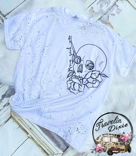 Own your Weird Skull & Rose Splatter Dye Short Sleeve Shirt