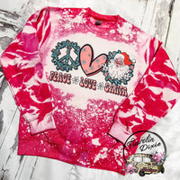 Peace Love Santa Retro Bleached Tee, Sweatshirt or Hoodie