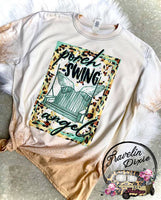 Porch Swing Angel Shoulder Bleached Short Sleeve Shirt