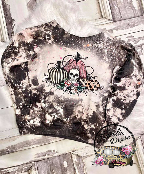 This is Halloween Splatter Acid Bleached Crewneck Sweatshirt - Scoop Neckline Available!