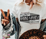 Raising Mayhem ~ Overstimulated Moms Club ~ Fueled by Caffeine & Anxiety Short Sleeve Shirt