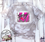 Savage Fringe Leopard Pop Lips Bleached Tshirt