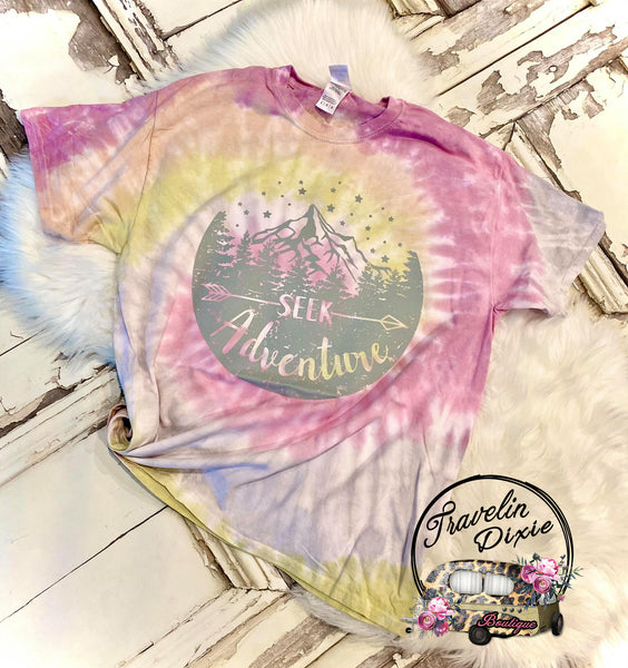 Seek Adventures Tie Dye Short Sleeve Shirt