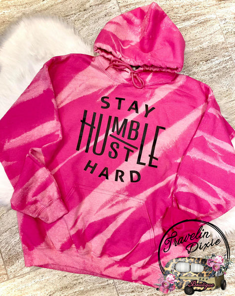 Stay Humble Hustle Hard Bleached Hoodie Hooded Sweatshirt