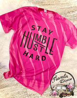 Stay Humble Hustle Hard Bleached Short Sleeve Tee Shirt