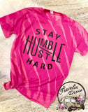 Stay Humble Hustle Hard Bleached Short Sleeve Tee Shirt