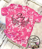 Stay - Mental Health Awareness Galaxy Bleached Short Sleeve Shirt