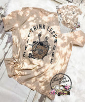 Think Less Live More Skeleton Coffee Acid Bleached Tee