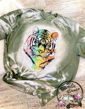 Tiger Tie Dye Bleached Short Sleeve Shirt