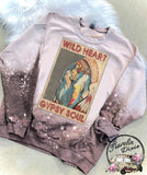 Wild Heart Gypsy Soul Shoulder Bleached Crewneck Sweatshirt